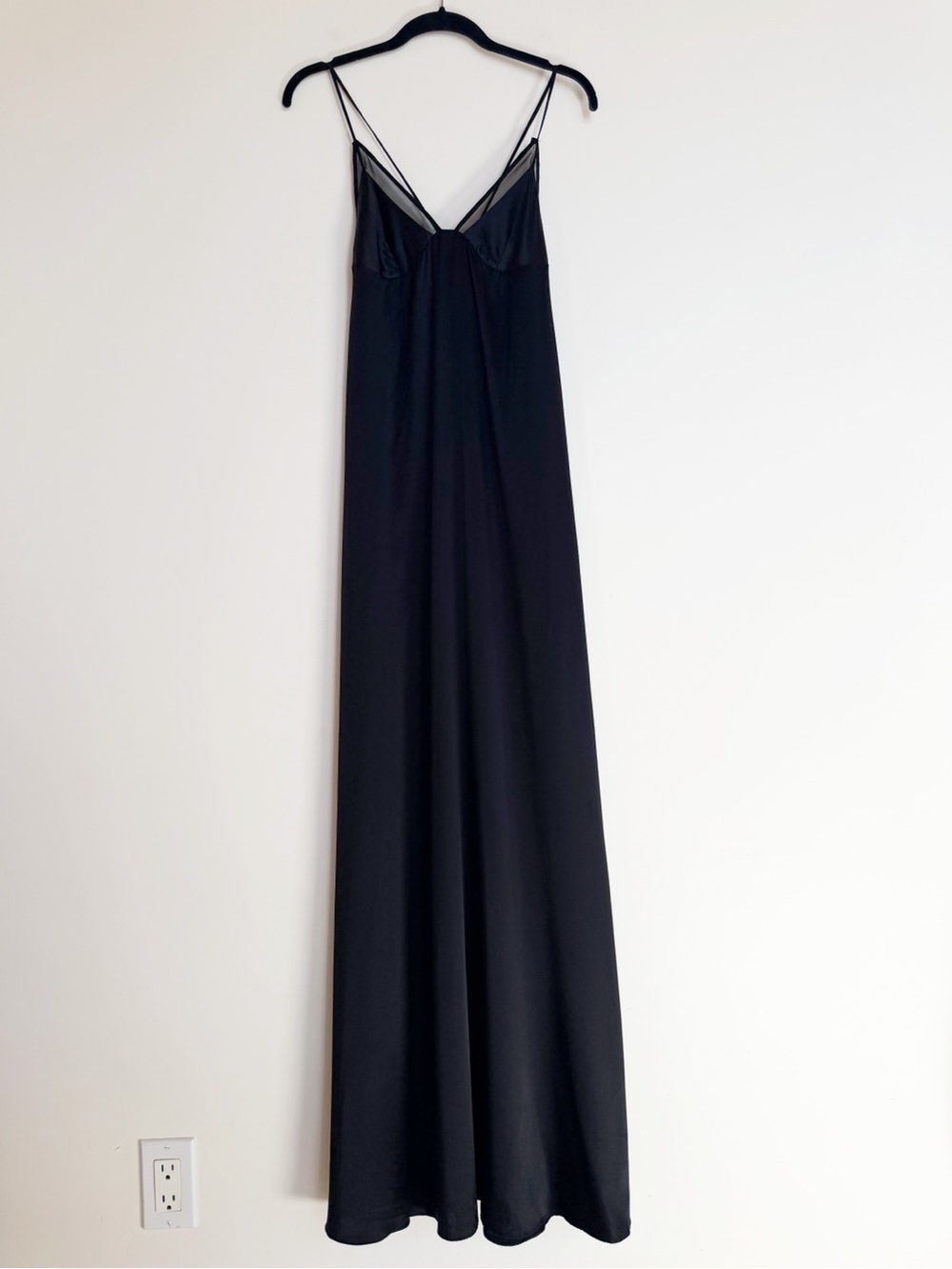 Michelle Mason Black 100% Silk Maxi Slip Gown Size 2